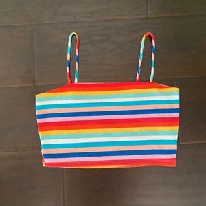 Forever 21 Beautiful Rainbow Striped Cami Crop Top